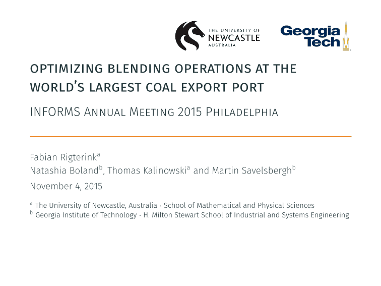 Optimizing blending operations at the world's largest coal export port